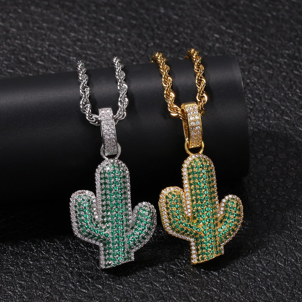 The Iced Out Cactus Pendant Necklace