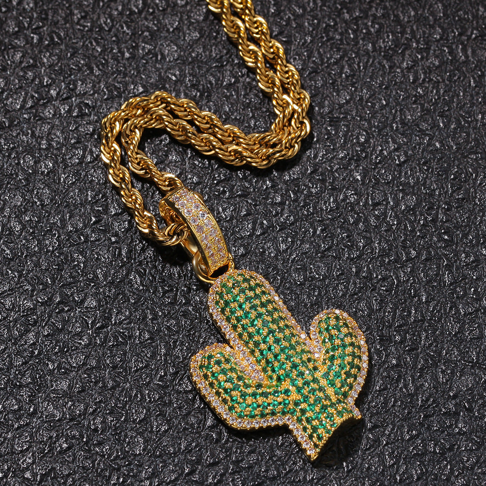 The Iced Out Cactus Pendant Necklace