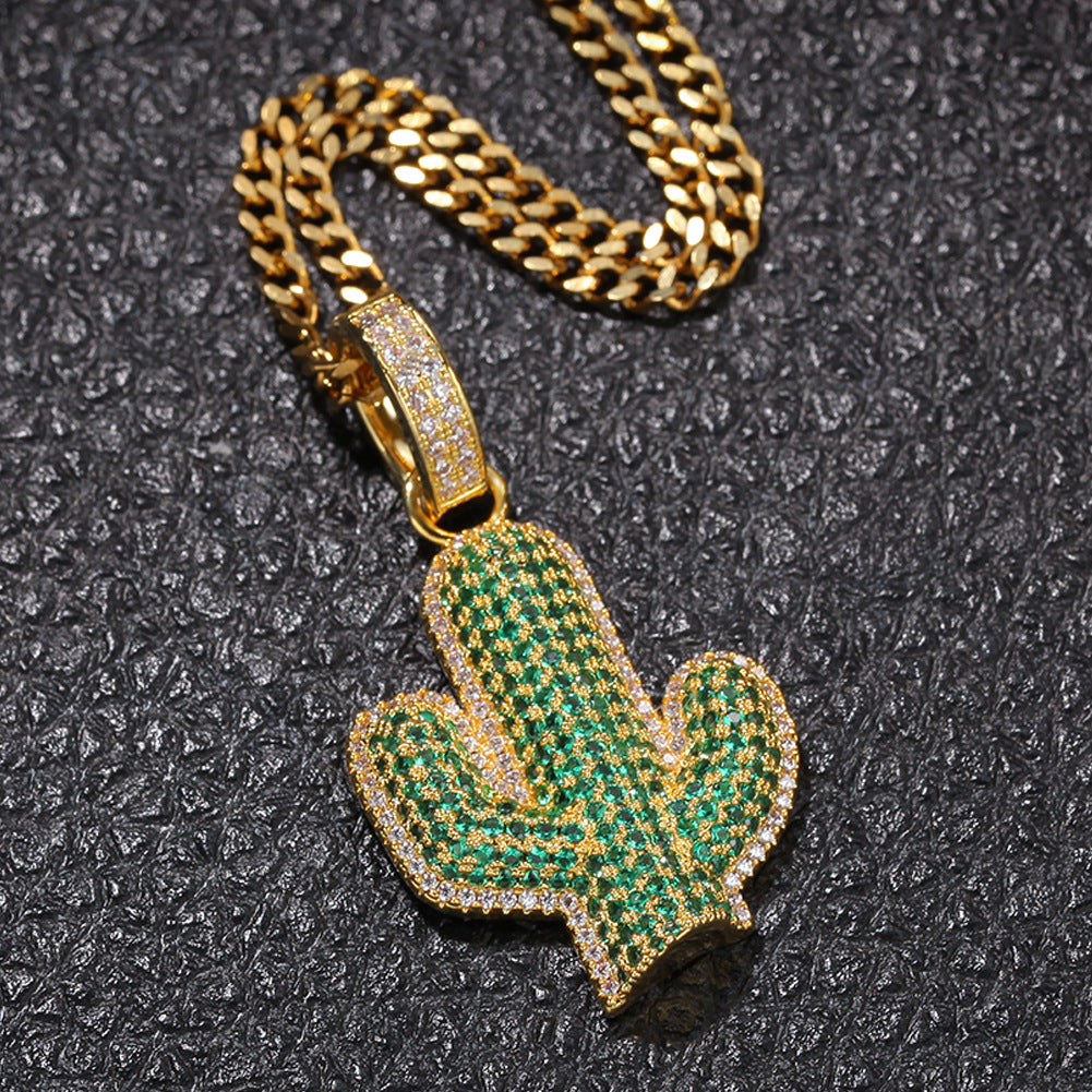 The Iced Out Cactus Pendant Necklace