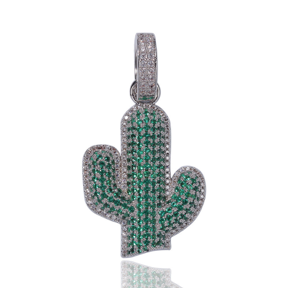The Iced Out Cactus Pendant Necklace