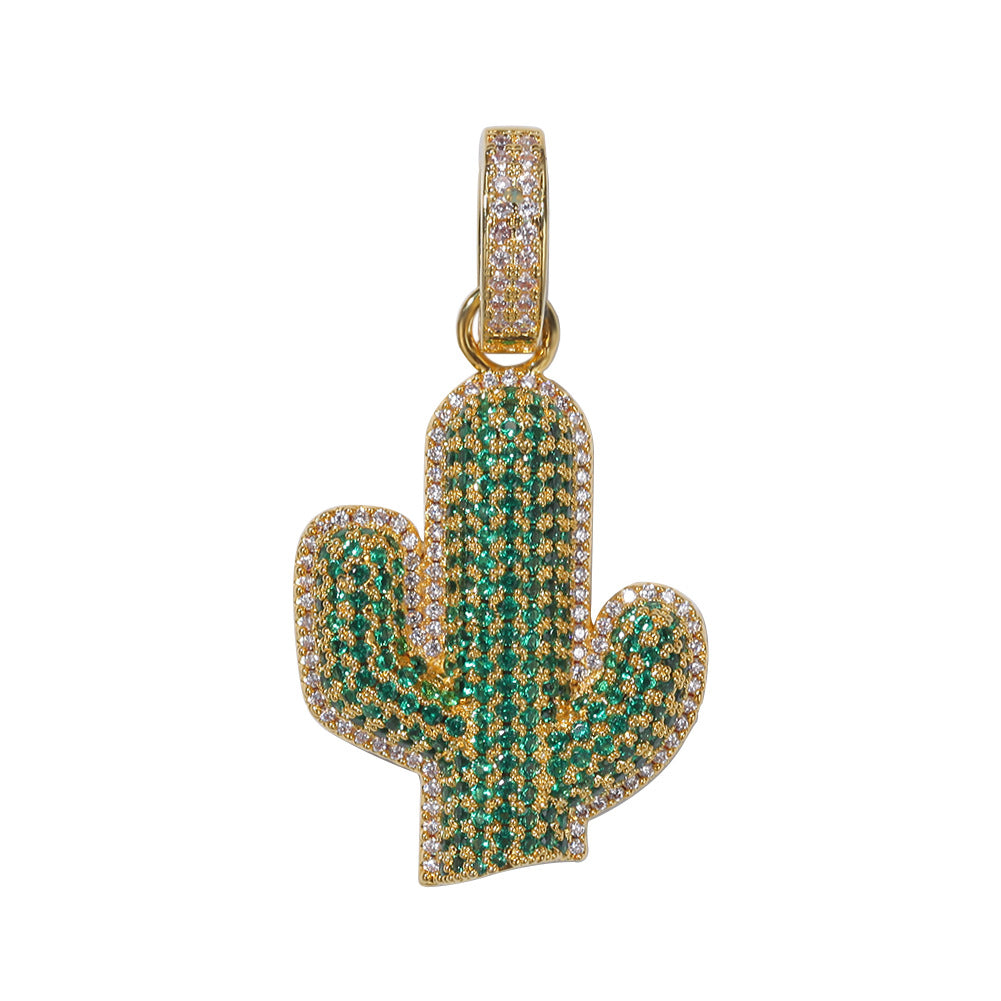 The Iced Out Cactus Pendant Necklace