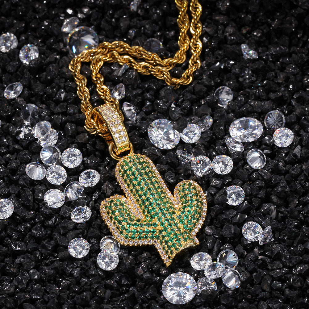 The Iced Out Cactus Pendant Necklace