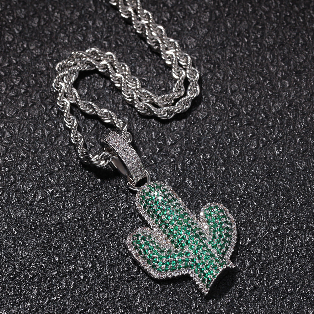 The Iced Out Cactus Pendant Necklace